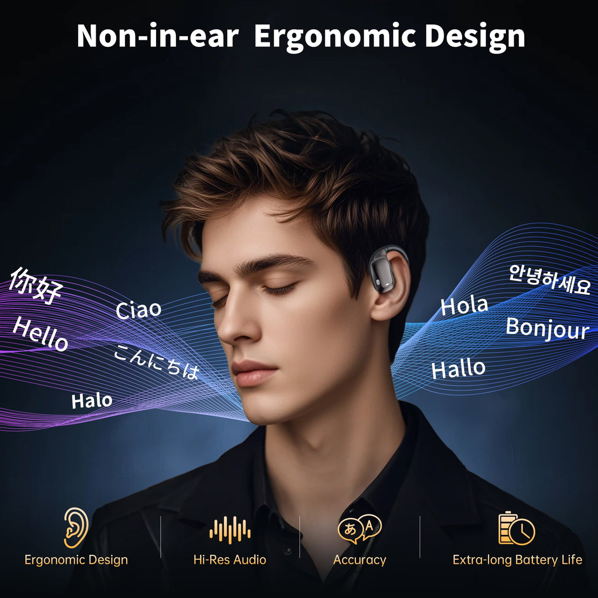 AI Language Translation Earbuds, 3-in-1 AI Translator Earbuds Real Time for 144 Languages, Wireless Bluetooth Headphones, Translator Device with APP fit IOS and Android for Travel, Business, Learning