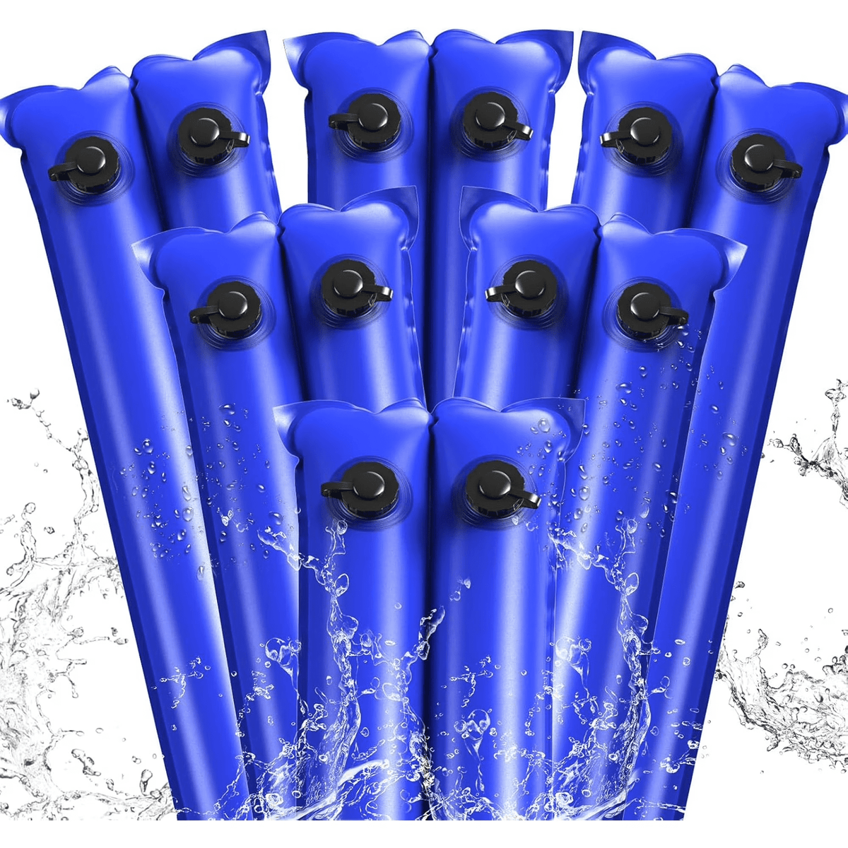 Dual Tubes Pool Water Bags, 10Ft Heavy Duty Winter Water Tube for Inground Pool Cover, PVC Swimming Pool Cover Water Bags, 6 Pack